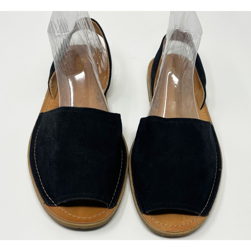 Curfew Women’s Black Flat Sandals Open Toe Ankle Strap 10M