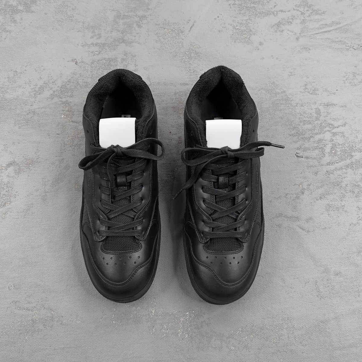 NEW Jil Sander Black Leather Low Top Debossed Logo Sneakers