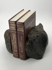 Vintage Large Mid Century Modern MCM Solid Burlwood Burl Wood Carved Bookends
