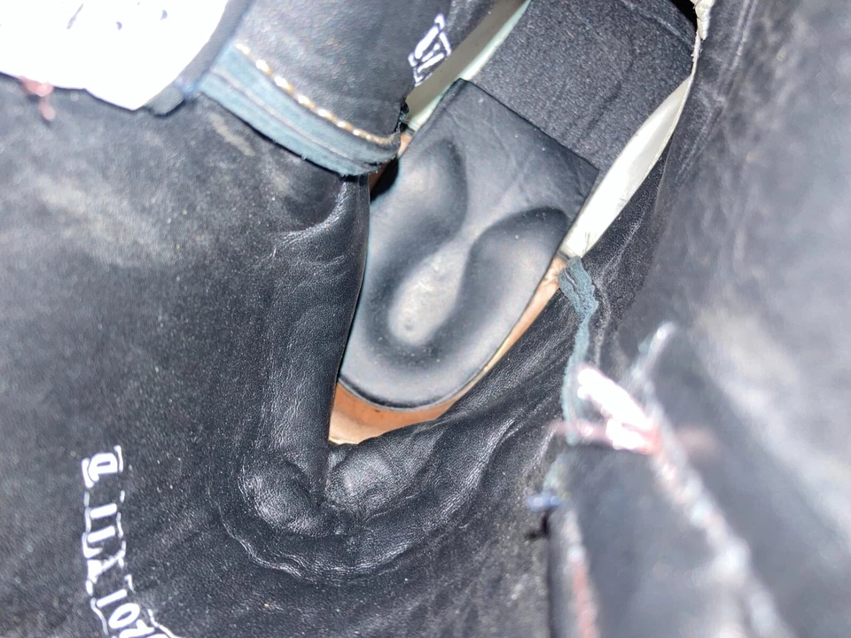 BLACK OSTRICH COWBOY LARRY MAHAN ENGINEER WESTERN LEATHER TRAIL BOSS BOOTS 11 D - Image 2 of 4