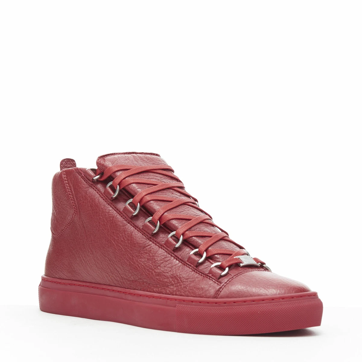 BALENCIAGA Arena Tumbled Calf Red high top sneakers EU40 US7 483497WAY406212
