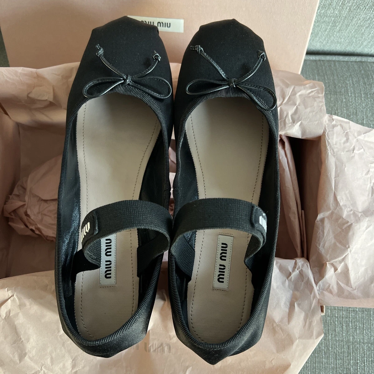 Miu Miu Satin Bow Ballerina Flats 39.5 BNIB