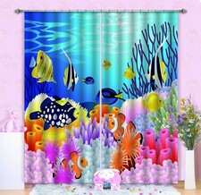 3D Ocean Cartoon Fish ZHUA2708 Photo Curtain Window Blockout Fabric Amy 2023