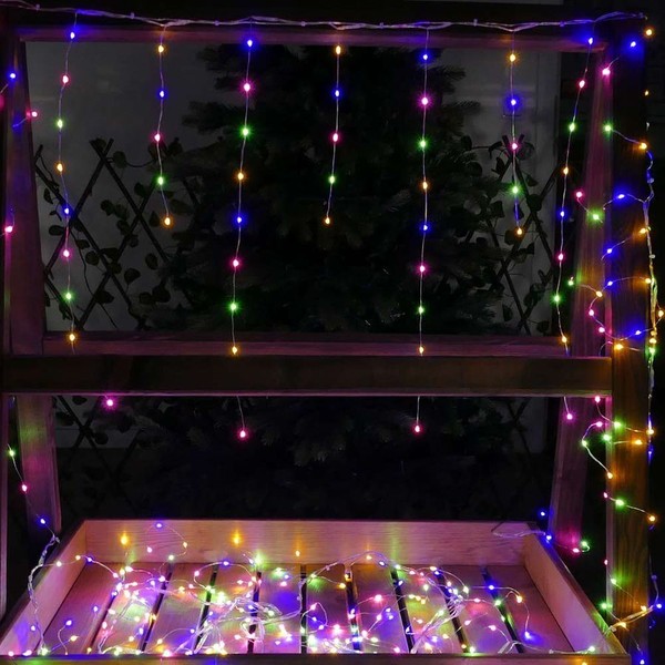 Eisregen Bunt 6M 450 Micro-Led Draht-Lichterkette Weihnachten Strom Timer AußEn-image
