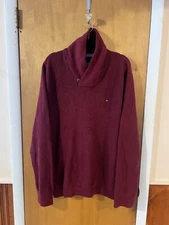Tommy Hilfiger Men's Burgundy Red Long Sleeve Cowl Neck Pullover Sweater XXL 2XL