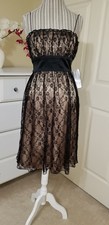 NWT NINE WEST HOT 9 SIREN Black/Nude Lace Empire Waist Cocktail Dress Sz.6 $154