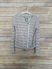 Dolan Anthropologie Full Zip Cardigan Tweed Sweater White Beige Size XS