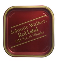 Vintage Johnnie Walker Red Label Whisky Square Metal Drinks Tray