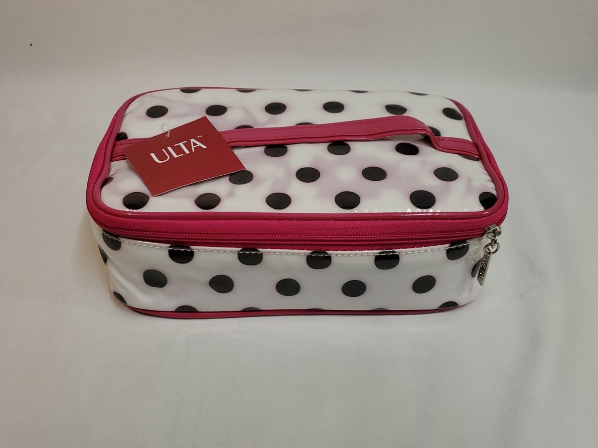 ULTA Beauty On The Go Travel Makeup Bag White Pink And Black Polkadot *New*