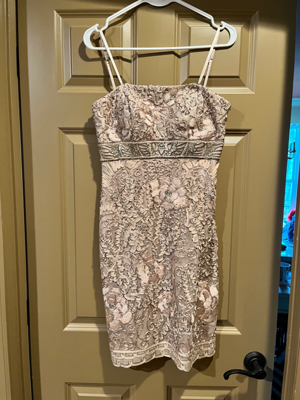 SUE WONG  Nocturne Strapless Cocktail Dress Sz 6 beige-image