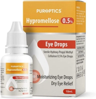 PUROPTICS Hypromellose 0.5% Eye Drops For Dry Eyes Drops 10ml Relieves Eye Irritation