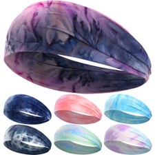Winter Thin Fleece Ear Warmer Headband Stretchy Rainbow Tie Dye Sports Sweatband