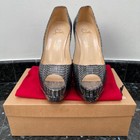 CHRISTIAN LOUBOUTIN ALTADAMA PEWTER SILVER PYTHON PLATFORM PEEP TOE 140cm SZ 39 — photo 2