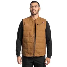 -WRANGLER WORKWEAR MEN'S QUILTED LINED DUCK WORK VEST BROWN 2X