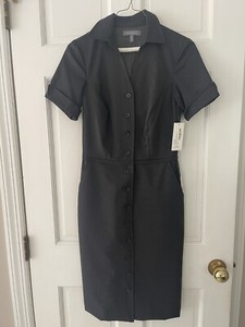 American Airlines female shirt dress previous uniform size 00 short sleeve grey