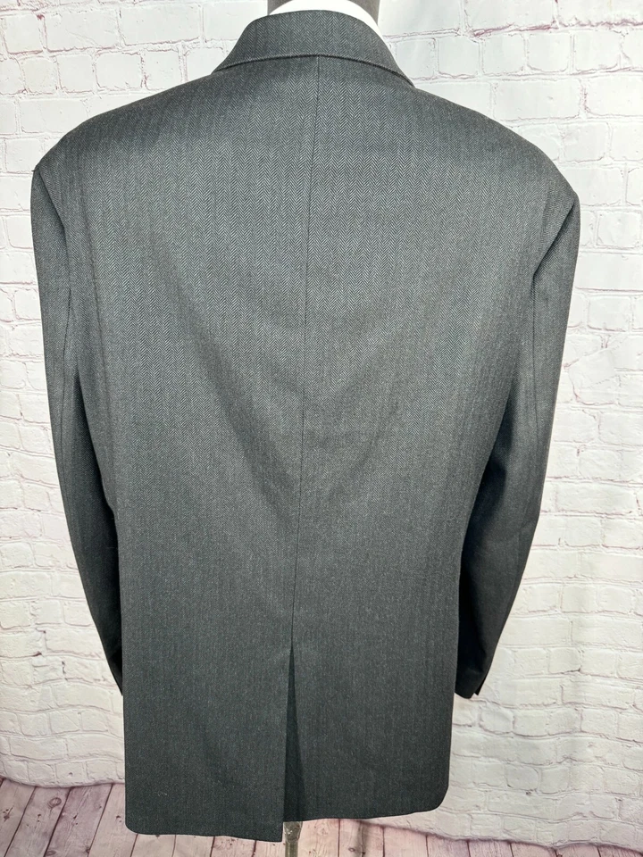 CHAPS Mens Black HERRINGBONE Big & Tall Suit Sport Coat Blazer Jacket SIZE 52R - Image 4 of 4