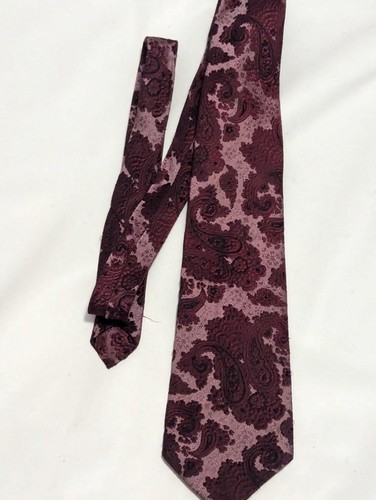 Retro Australian Made Neck Tie - Purple Paisley - Ensign Shirtmates - Picture 2 of 3