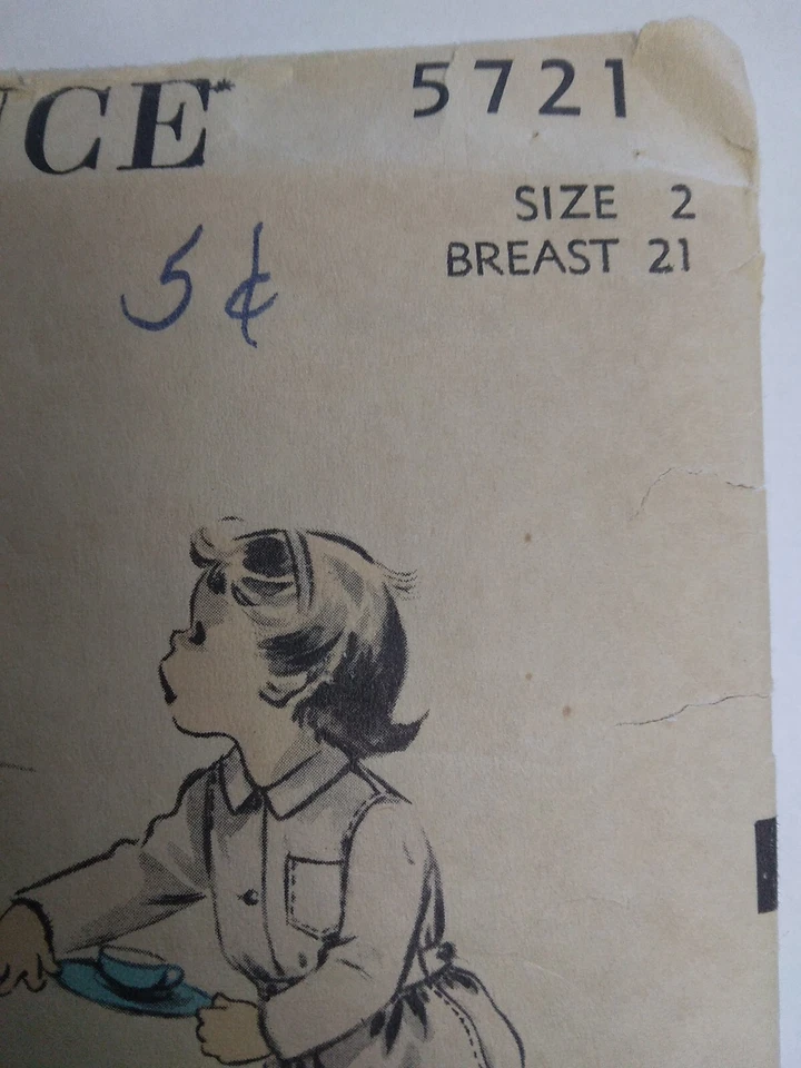 Footed Pajamas Jumper One Piece Girls 2 2T Advance 5721 Sewing Pattern VTG 50's - Image 3 of 4