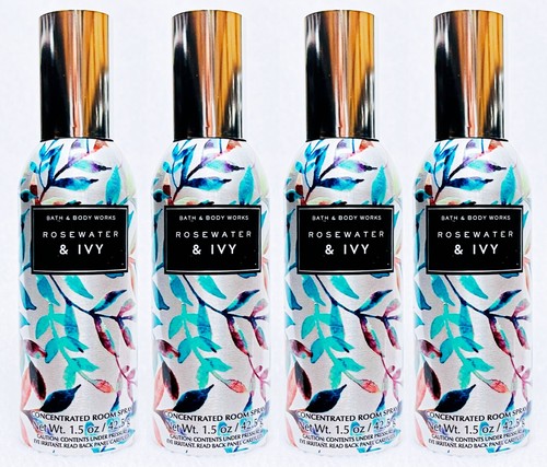 4 Bath & Body Works ROSE WATER IVY Room Spray Perfume Mini 1.5 oz