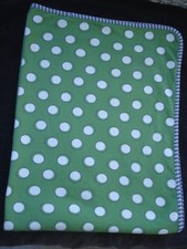 Pottery Barn Kids Green White Dot Gray White Stripe Reversible Blanket EUC