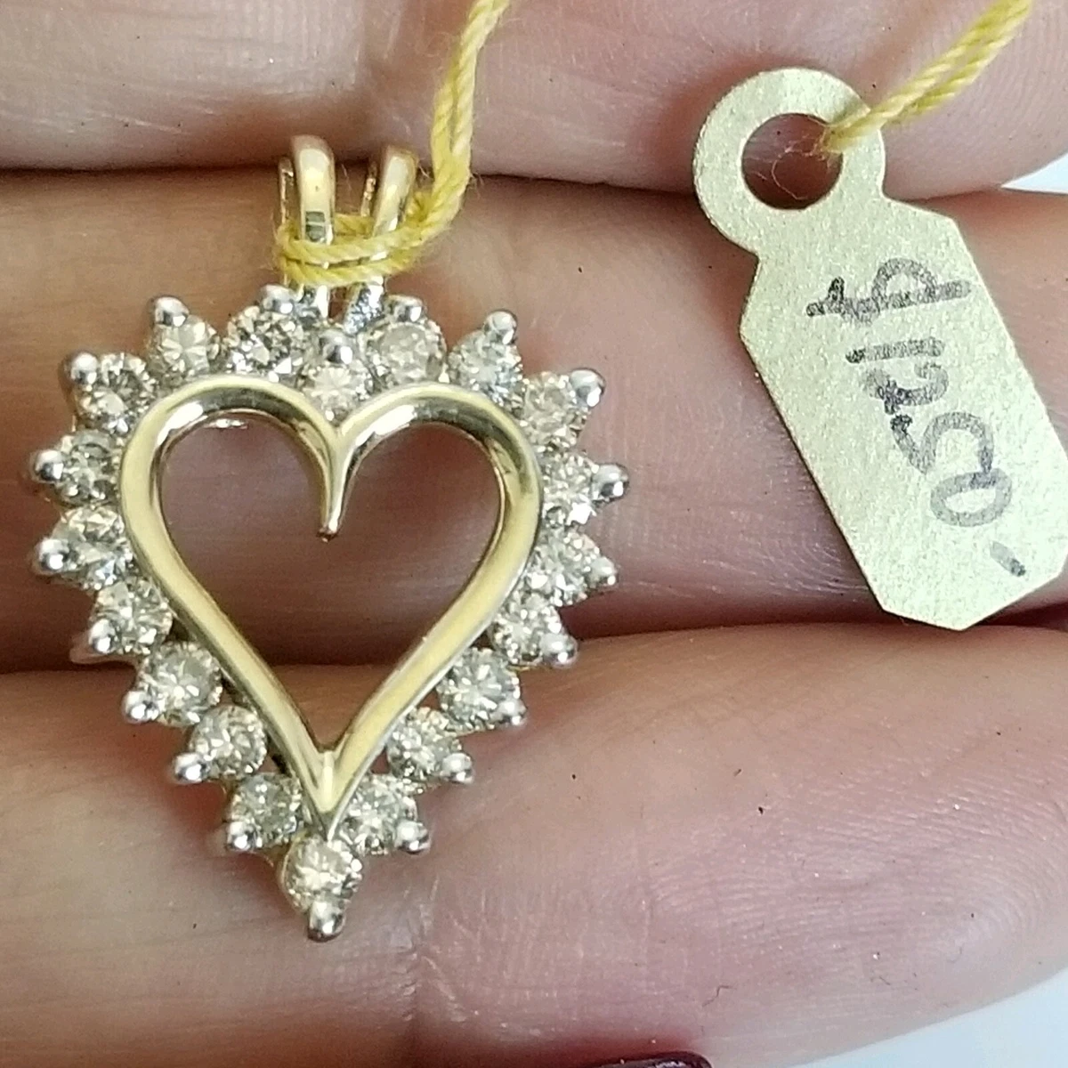 14k Solid Yellow Heart Photo Locket With Diamond Exclusive 