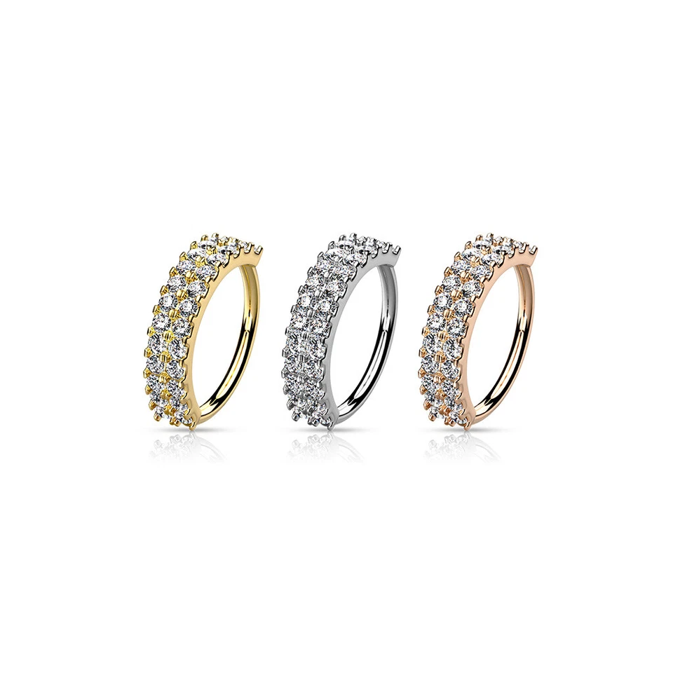 Anillos Tragus Doble Forrado Micro Circonita cúbica Nariz Oreja Labio Cartílago Hélice Torre Daith Tragus Foto 4 de 4