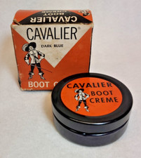 Vintage Cavalier Boot Creme, Dark Blue - Glass Jar, Metal Lid, Box - Kiwi Polish