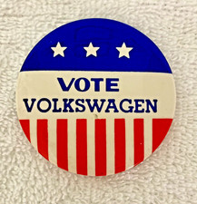 VOTE VOLKSWAGEN Vintage 2.25" Pinback Pin Stars and Stripes Blue, Red, White