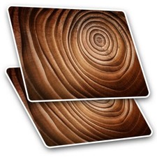 2 x Rectangle Stickers 10 cm - Tree Trunk Wood Section Rings #16844