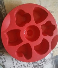 Moule silicone septet  7 empruntes coeur étoile rond rouge 