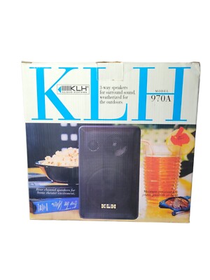 NIB VTG KLH Model 970A 40W 3-Way Bookshelf Speakers Weatherized Indoor Outdoor