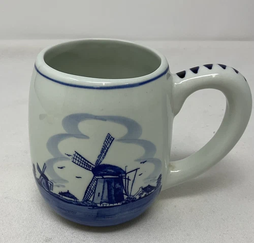 Hand-painted Mug DELFT 4.5 inch Blue Windmill