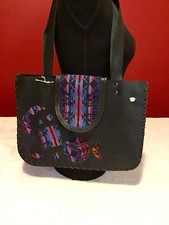 Handmade leather flowers artisan crafted SHOULDER BAG purse handbag.