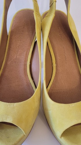 ZARA LIME YELLOW SUEDE LEATHER PLATFORM HEELS PEEP TOE SHOES EU38 UK5 - Picture 10 of 12