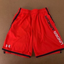 Under Armour Youth Size Medium Loose Red Pocketed Drawstring Athletic Shorts