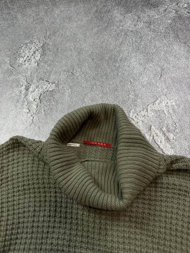 RARO maglione Prada vintage archivio maglia rigida collo alto verde kaki taglia 44 - Foto 5 di 14