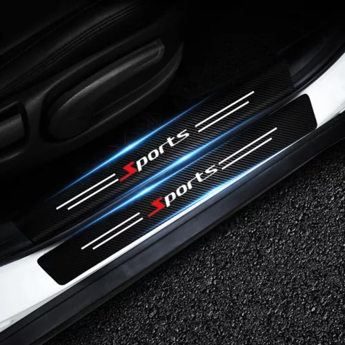 4pcs Carbon Fiber Car Door Plate Sill Scuff Cover Anti Scratch Sticker-Protector - Bild 1 von 10