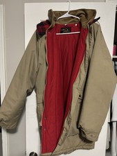 Vintage USA Made California Imperial Parka Jacket XL Tan Corduroy Plaid Hood