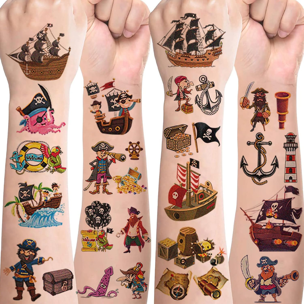 Piraten Tattoos FüR Kinder,10 BläTter Kindertattoos Hautfreundlich Set TemporäRe-image