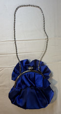     Floral Satin Evening Bag Clutch Purse   Rose Pattern with Chain Strap