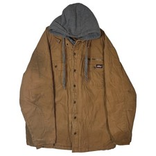 Dickies Canvas Hoodie Coat Work Jacket Zip Button Grey Tan Brown XL 46-48 Genuin