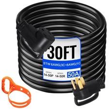 50A 30ft RV Extension Cord N14-50 125/250V STW Insulated Flexible Copper
