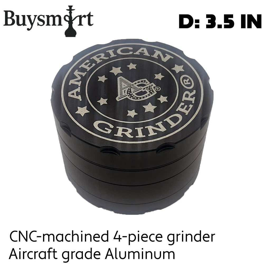 American Grinder® 3.5" 4-Piece Herb Spice Tobacco Grinder CNC Aluminum BLACK
Opens in a new window o