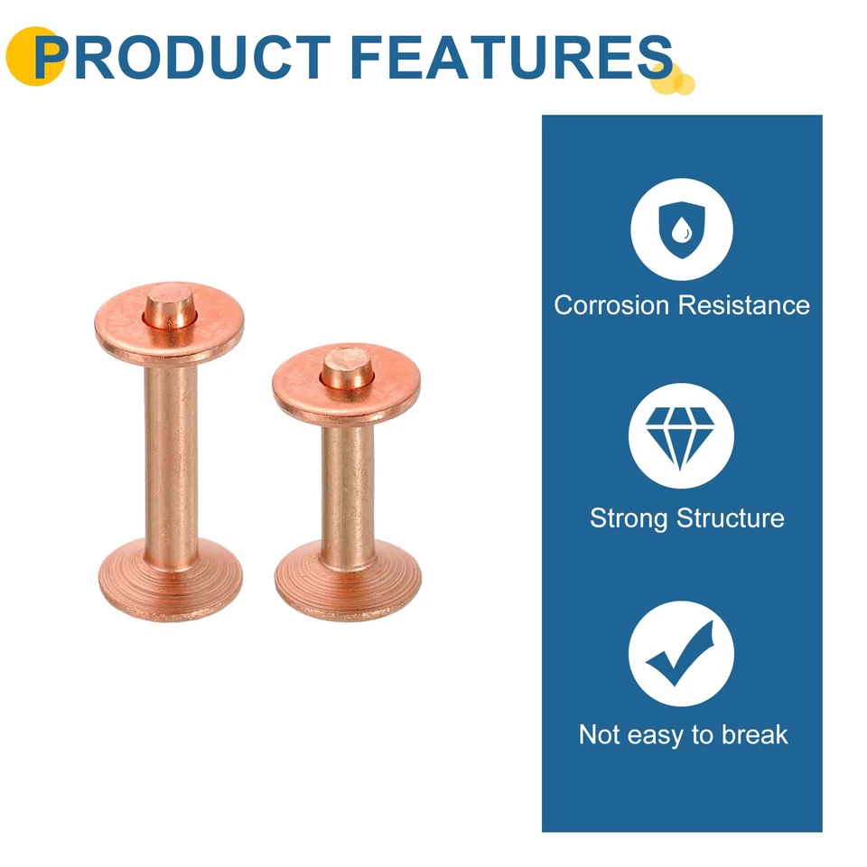 Juego de 20 remaches y rebabas de cobre de 9x3,3x14 mm y 9x3,3x19 mm sujetador de cuero, cobre Foto 4 de 4