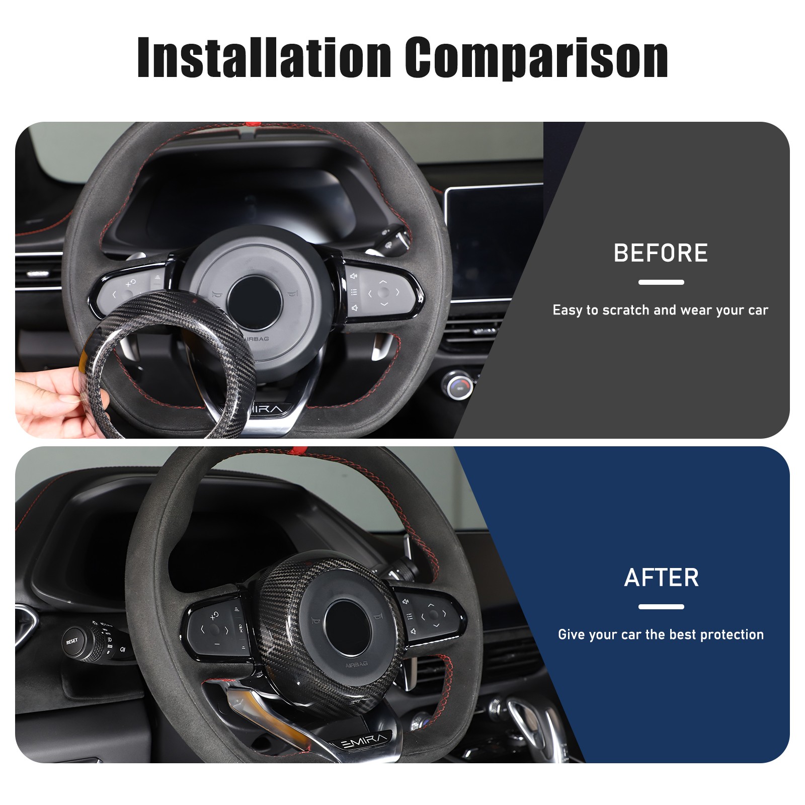 For Lotus EMIRA 21-23 CarbonFiber Interior Steering Wheel Trim Cover Accessories