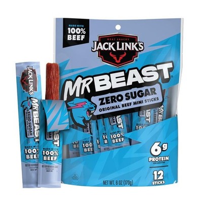 Jack Link s x MrBeast Beef Sticks, Zero Sugar Mini Beef Sticks, As Seen on Be...