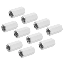 10pcs Hex Coupling Nut M10 Thread 30mm Length Sleeve Stud Rod Pipe Connector