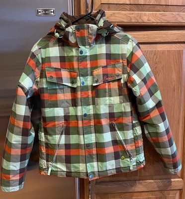 Burton Jacket Womens Ladies Small (Sz M but fits like Small) Orange Green Plaid