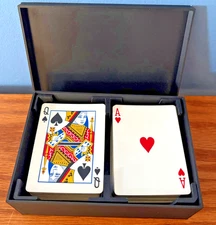 2 to 4 Deck Playing Card Tray & Box Canasta Hand & Foot Samba Gin Rummy Black