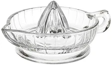 HIC Citrus Juicer Reamer with Handle and Pour Spout, Heavyweight Glass, Clear 
